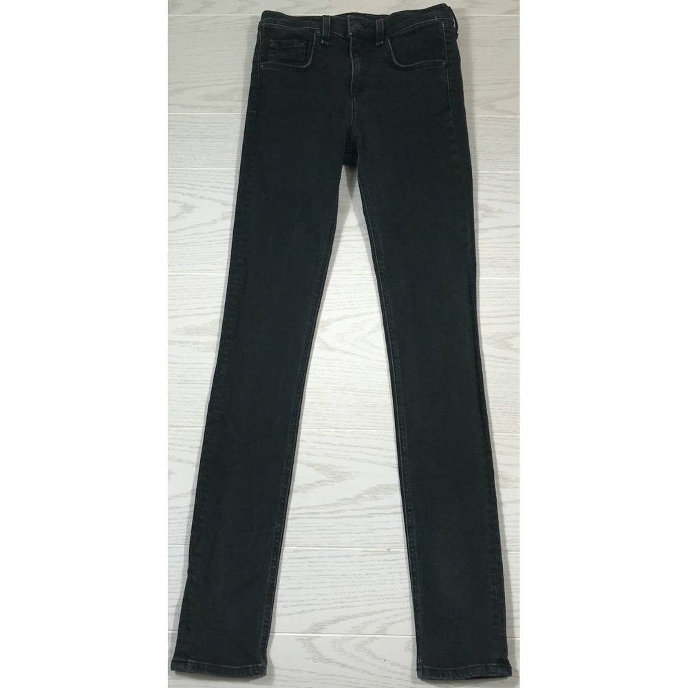 Black Rag & Bone Skinny Jeans Women 26 Cotton Blend Stretch Mid Rise Goth School